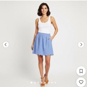 Blue Scalloped Hem Skirt